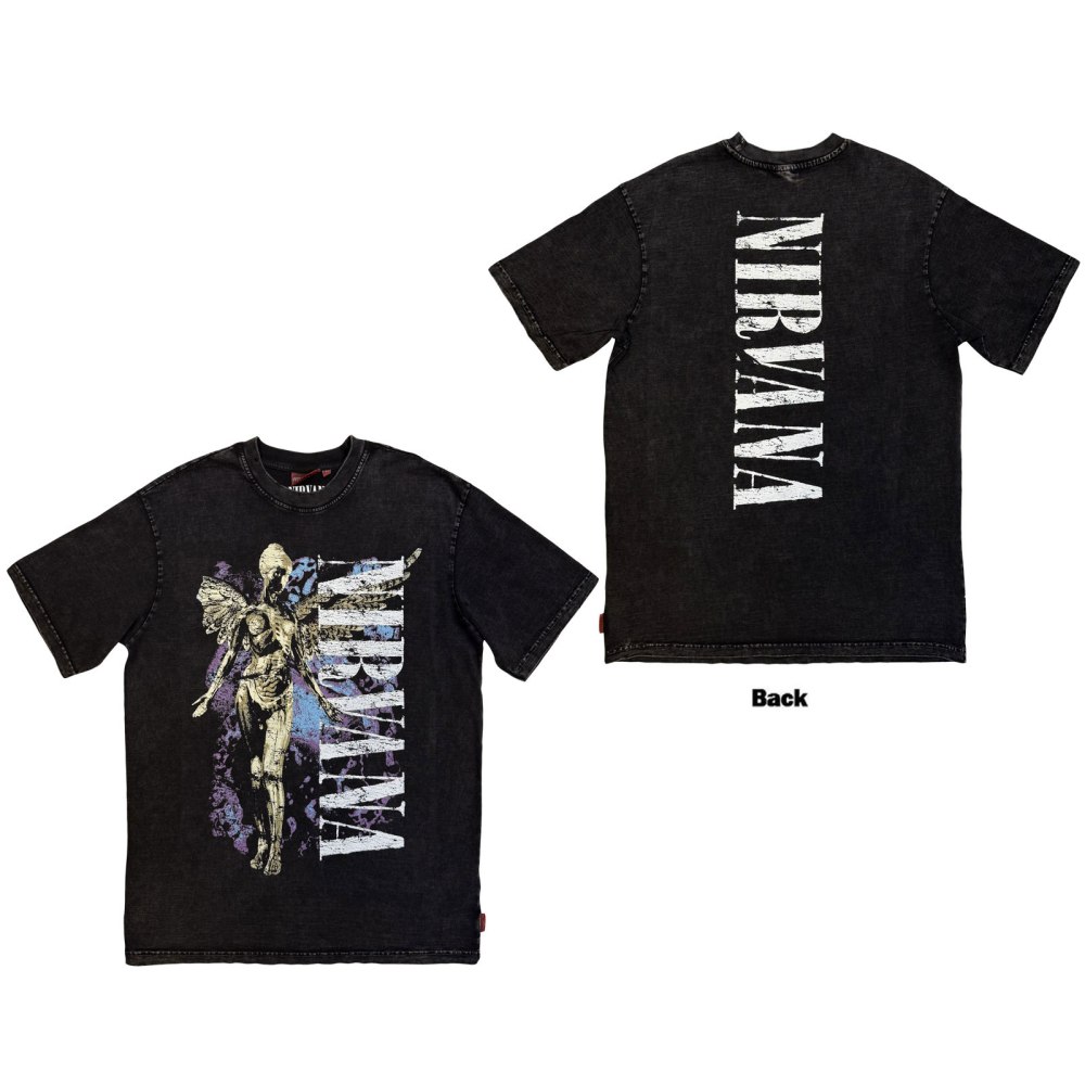 Nirvana - Unplugged In Utero Angel Wash Unisex Tshirt - Black